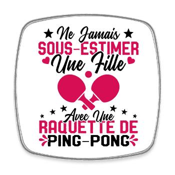 Une fille et joueur de ping pong Cadeau Humour - Magnet carré - blanc - Devant