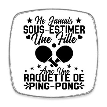 Une fille et joueur de ping pong Cadeau Humour - Magnet carré - blanc - Devant