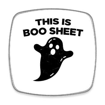 Voici la feuille de Boo Halloween Humour - Magnet carré - blanc - Devant