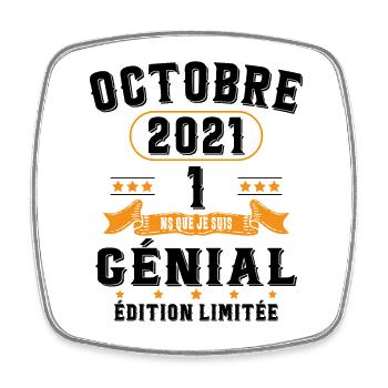 1 An Anniversaire Vintage Né(e) en Octobre 2021 - Magnet carré - blanc - Devant