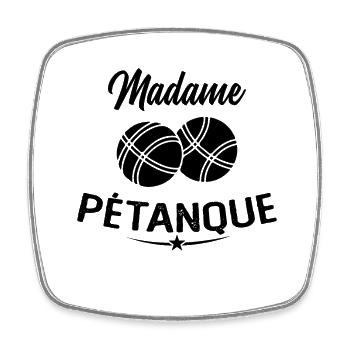 Madame Pétanque Humour Cadeau - Magnet carré - blanc - Devant