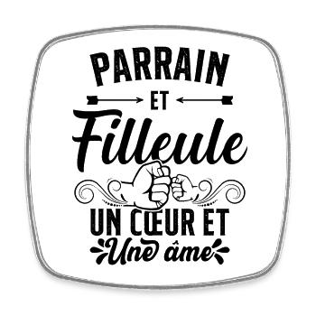 Parrain et Filleule Oncle Familie Humour Cadeau - Magnet carré - blanc - Devant
