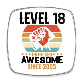 Level 18 Year Unlock Gaming Birthday Gift - Square fridge magnet - white - Front