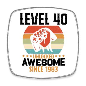 Level 40 Jahre Gaming-Geburtstagsgeschenk freischalten - Viereckiger Kühlschrankmagnet - Weiß - Vorne