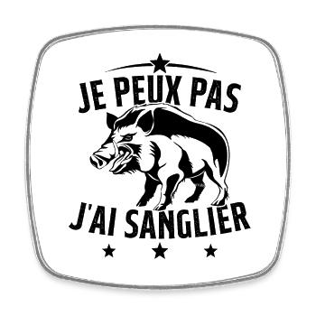 Je Peux Pas J'ai Sanglier Cadeau Chasseur - Magnet carré - blanc - Devant