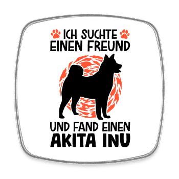 Akita Inu gefunden japanischer Spitz - Viereckiger Kühlschrankmagnet - Weiß - Vorne