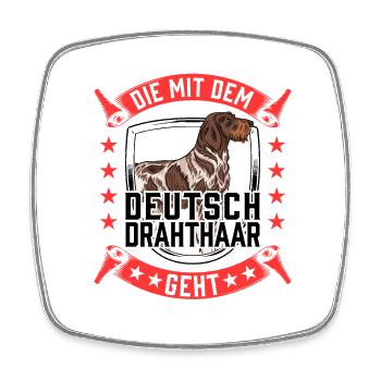 Die mit dem Deutsch Drahthaar geht Jagdhund - Viereckiger Kühlschrankmagnet - Weiß - Vorne