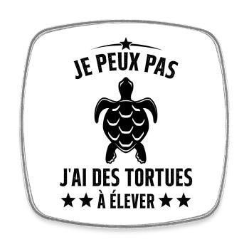 Je Peux Pas J'ai Des Tortues à élever éleveur - Magnet carré - blanc - Devant