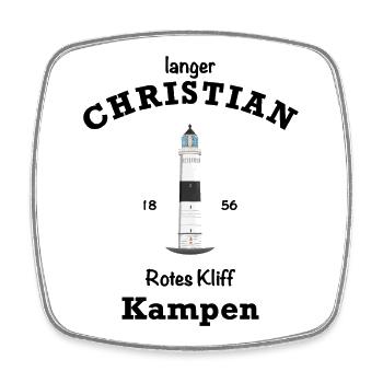 Sylt, Kultiger Leuchtturm Kampen, langer Christian - Viereckiger Kühlschrankmagnet - Weiß - Vorne
