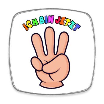 Ich bin Jetzt 3 Jahre alt Hand Finger - Viereckiger Kühlschrankmagnet - Weiß - Vorne