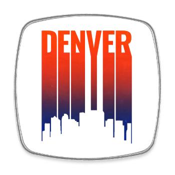Denver Skyline Sonnenuntergang Gradient - Viereckiger Kühlschrankmagnet - Weiß - Vorne