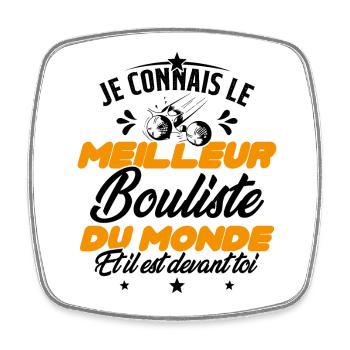 Meilleur Bouliste Humour Pétanque Homme Cadeau - Magnet carré - blanc - Devant