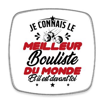 Meilleur Bouliste Humour Pétanque Homme Cadeau - Magnet carré - blanc - Devant