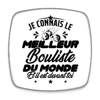 Meilleur Bouliste Humour Pétanque Homme Cadeau - Magnet carré - blanc - Devant