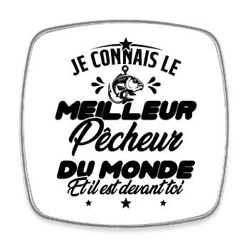 Meilleur Pecheur Humour Pêche Truite Drôle - Magnet carré - blanc - Devant