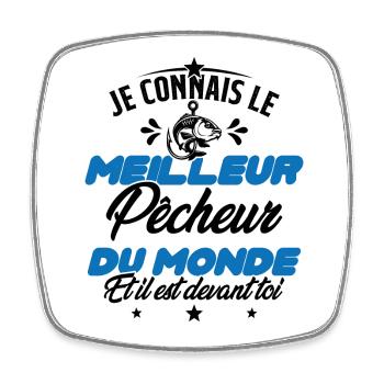 Meilleur Pecheur Humour Pêche Truite Drôle - Magnet carré - blanc - Devant