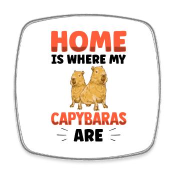 Zuhause ist wo mein Capybara ist Capybaras - Viereckiger Kühlschrankmagnet - Weiß - Vorne