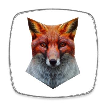 Fox's Head - Square fridge magnet - white - Front