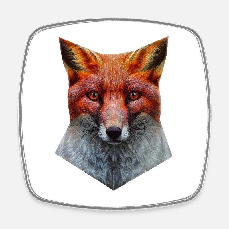 Tête de renard - Magnet carré - blanc