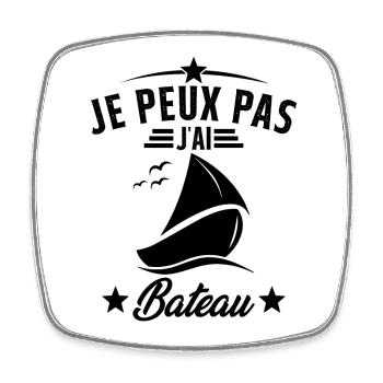 J'peux pas j'ai Bateau Humour Cadeau - Magnet carré - blanc - Devant