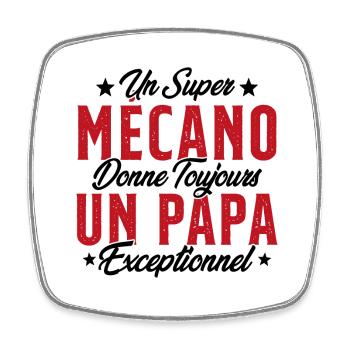 Mécano Papa Cadeau Drôle Fête Des Pères Garagiste - Magnet carré - blanc - Devant