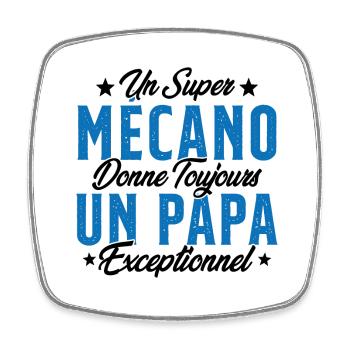 Mécano Papa Cadeau Drôle Fête Des Pères Garagiste - Magnet carré - blanc - Devant