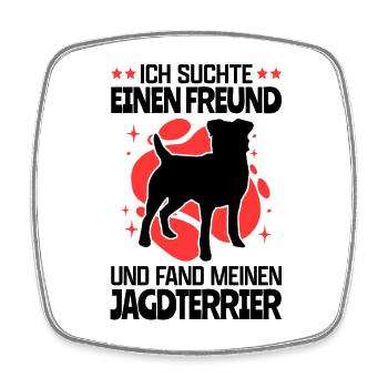 Suchte einen Freund und fand meinen Jagdterrier - Viereckiger Kühlschrankmagnet - Weiß - Vorne