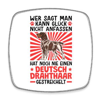 Deutsch Drahthaar Glück anfassen Jagdhund - Viereckiger Kühlschrankmagnet - Weiß - Vorne