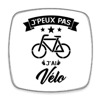 Je Peux Pas J Ai Vélo - Magnet carré - blanc - Devant