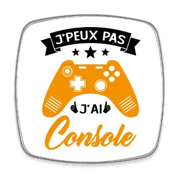 je peux pas j'ai Console Cadeau Geek Jeux Video - Magnet carré - blanc - Devant