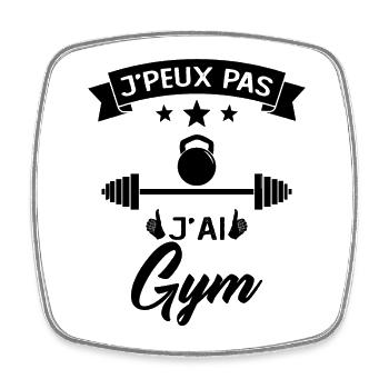 Je Peux Pas J'ai Gym Muscu Cadeau - Magnet carré - blanc - Devant