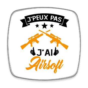Je Peux Pas J'ai Airsoft Humour Cadeau - Magnet carré - blanc - Devant