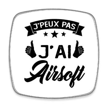 Je Peux Pas J'ai Airsoft Humour Cadeau - Magnet carré - blanc - Devant
