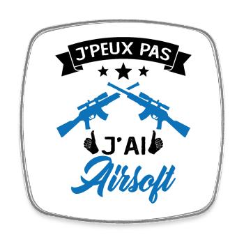 Je Peux Pas J'ai Airsoft Humour Cadeau - Magnet carré - blanc - Devant