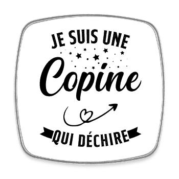 Je Suis Une Copine Qui Déchire Humour Cadeau - Magnet carré - blanc - Devant