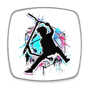 Colorful Stunt Scooter - Colored Stunt Scooter - Square fridge magnet - white - Front