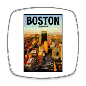 Paysage urbain de Boston - Magnet carré - blanc - Devant