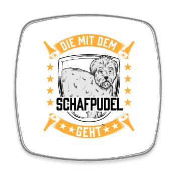 Die mit dem Schafpudel altdeutscher Hütepudel - Viereckiger Kühlschrankmagnet - Weiß - Vorne