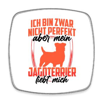 Jagdterrier liebt mich Deutscher Jagdterrier - Viereckiger Kühlschrankmagnet - Weiß - Vorne