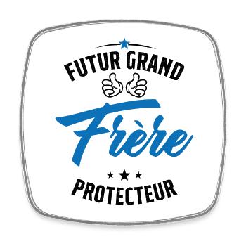 Futur Grand frère Protecteur Cadeau Humour - Magnet carré - blanc - Devant