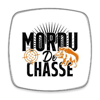 Mordu De Chasse Humour Chasseur Cadeau - Magnet carré - blanc - Devant