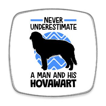 Femme avec Hovawart Hofwächter Hovi Hovawart - Magnet carré - blanc - Devant