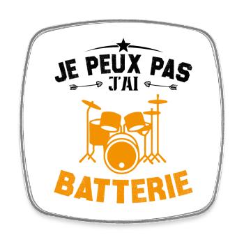 je peux pas j'ai batterie - Magnet carré - blanc - Devant