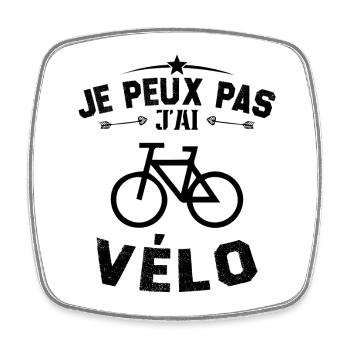 Je Peux Pas J'ai Vélo Cadeau Cycliste - Magnet carré - blanc - Devant