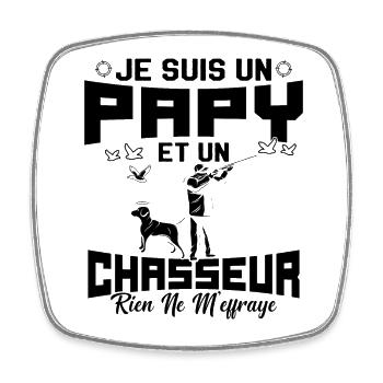 Papy et Chasseur Humour Cadeau - Magnet carré - blanc - Devant
