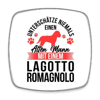 Alter Mann mit Lagotto Romagnolo Trüffelhund - Viereckiger Kühlschrankmagnet - Weiß - Vorne