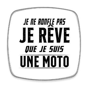 Je ne ronfle pas je rêve de moto ma passion - Magnet carré - blanc - Devant