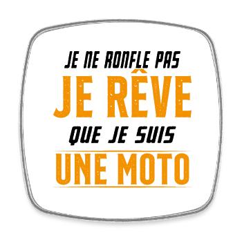 Je ne ronfle pas je rêve de moto ma passion - Magnet carré - blanc - Devant