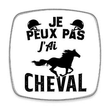 Je Peux Pas J'ai Cheval Cadeau Cavalier Humour - Magnet carré - blanc - Devant
