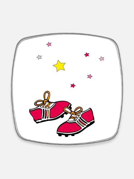 Football boots, stars - Square fridge magnet - white